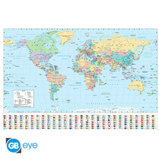 Listing image for MAP OF THE WORLD POSTER GIANT SIZE 140 X 100cm FLAGS WALL PRINT TRAVEL JOURNEY