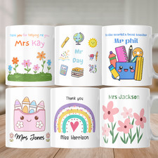 Listing image for personalised Thank you Teacher mugs 7 choices Name Tea Coffee Mug White 11Oz