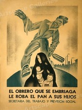 Listing image for The Worker Who Gets Drunk - 1930s Spanish Civil War Poster - 18x24