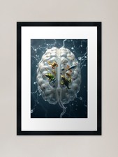 Listing image for The Brain is Full Of Water.......ve Framed Wall Art Poster Canvas Print Picture