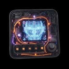Listing image for Sci-Fi AI Gadget Drink Coaster - Futuristic Tech Face Art & Unique Home Decor