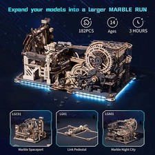 Listing image for ROKR 3D Puzzle Wood Spaceport Marble Night City with Linkage Model Gift Adults