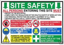 Listing image for CONSTRUCTION BUILDING SITE HEALTH SAFETY A3 OR A4 SIGN POSTER LAMINATED DURABLE