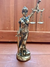 Listing image for Lady Justice Figurine 8” Resin Sculpture in Gold Finish Law Office Decor