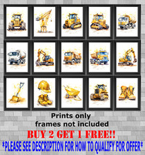 Listing image for Construction Diggers Trucks Wall Art Poster Photo Print Picture Gift A5 A4 A3