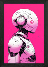 Listing image for AI Robot Framed Wall Art Poster Canvas Print Picture