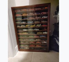Listing image for Diecast Car Model Display Case Matchbox 1/64 Cars Rack Cabinet Wall Box Walnut